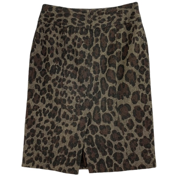Wool Blend Leopard Pencil Skirt - Picture 5 of 11